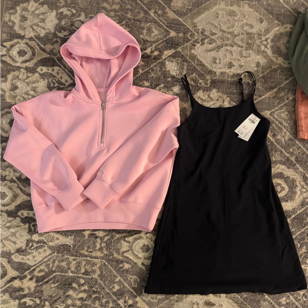 abercrombie kids Light Pink Half-Zip Hoodie athletic dress with built in shorts